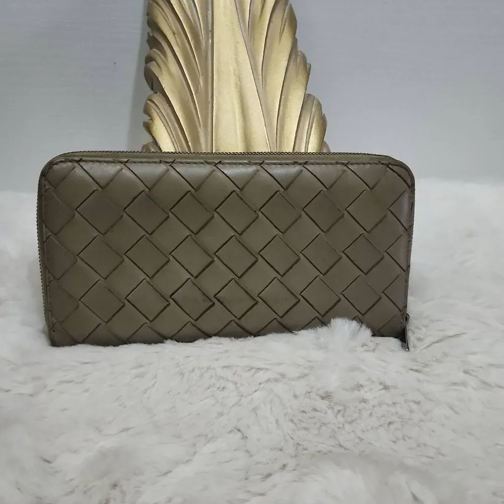 Bottega Veneta Intrecciato Zip-Around Long Wallet.